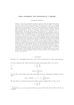 BASIC ALGEBRAIC AND TOPOLOGICAL K