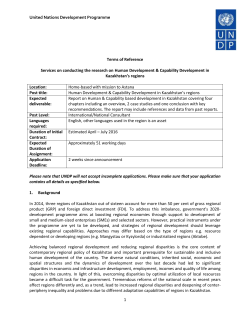 United Nations Development Programme Terms of Reference