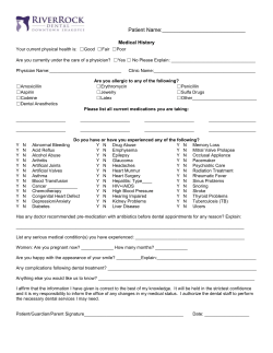 Medical History - RiverRock Dental