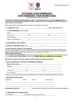 outgoing tour permission (for overseas* tour or matches)
