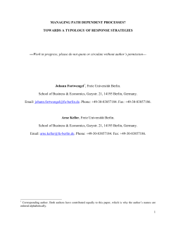 MANAGING PATH DEPENDENT PROCESSES?