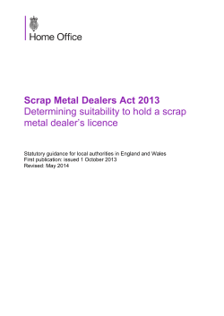 Scrap Metal Dealers Act 2013: determining suitability to hold a scrap