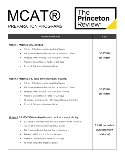 MCAT Student Packet - Boston University Medical Campus