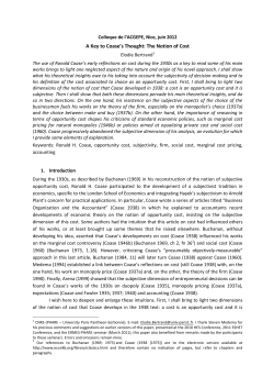 A Key to Coase`s Thought: The Notion of Cost - GATE-LSE
