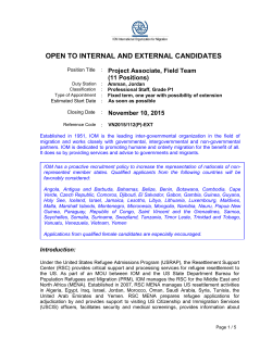 Project Associate, Field Team - International Organization for Migration