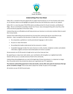 Underwriting Price Fact Sheet