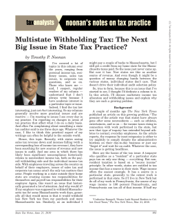 Multistate Withholding Tax: The Next Big Issue in State Tax Practice?