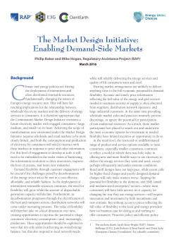The Market Design Initiative - Regulatory Assistance Project