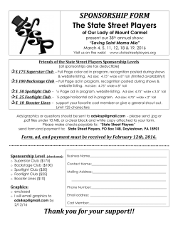 SPONSORSHIP FORM The State Street Players