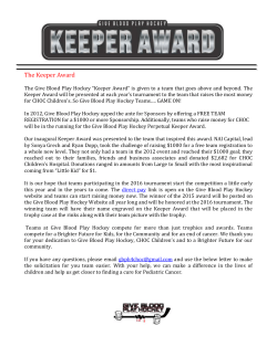 The Keeper Award - Give Blood Play Hockey