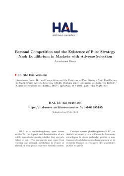 Bertand Competition and the Existence of Pure - ESSEC