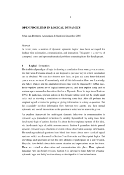 OPEN PROBLEMS IN LOGICAL DYNAMICS