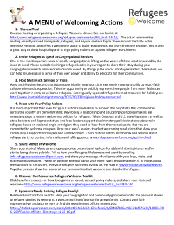 A MENU of Welcoming Actions