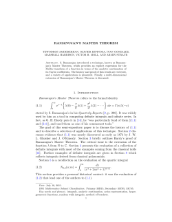 RAMANUJAN`S MASTER THEOREM 1. Introduction