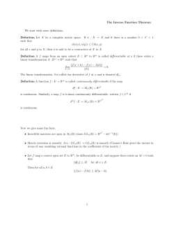 The Inverse Function Theorem We start with some definitions
