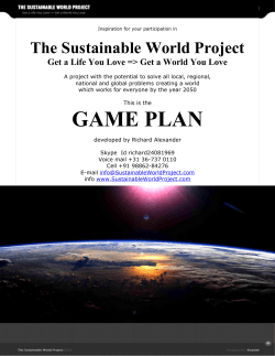 Sustainable World Project The Game Plan