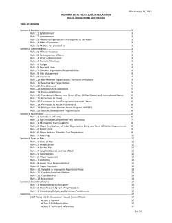 Effective July 31, 2016 1 of 23 MICHIGAN STATE YOUTH SOCCER