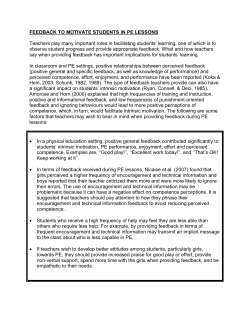 FEEDBACK TO MOTIVATE STUDENTS IN PE