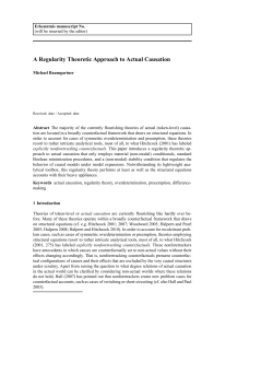 A Regularity Theoretic Approach to Actual Causation