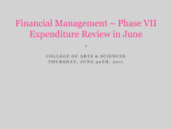 Phase VII – Expenditure Review