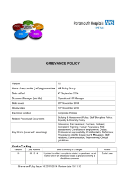 APPENDIX B Letter from Manager confirming receipt of grievance