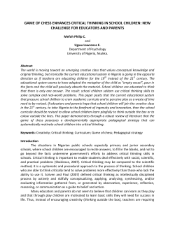 game of chess enhances critical thinking in school children