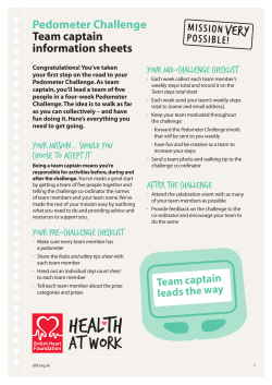 Pedometer Challenge Team captain information sheets