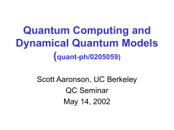 Computation, Quantum Theory, and You