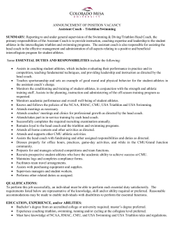 Assistant Coach - Triathlon/Swimming