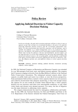Applying Judicial Doctrine to Visitor Capacity Decision Making