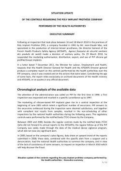 Situation update of the controls regarding the poly implant