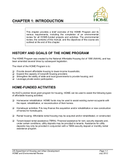 HOME and Environmental Review Training Manual