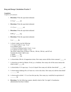 Drug and Dosage Calculations Practice V