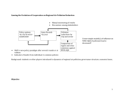 1 Gaming the Evolution of Cooperation on Regional Air Pollution