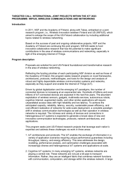 TARGETED CALL: INTERNATIONAL JOINT PROJECTS WITHIN