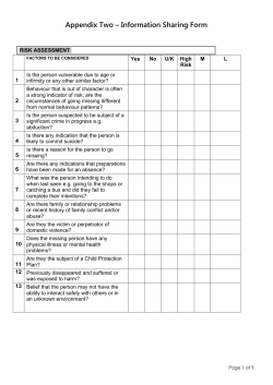 Appendix Two &ndash; Information Sharing Form