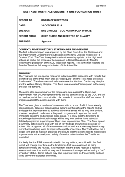 CQC Action Plan Update - East Kent Hospitals University NHS