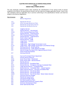 ELECTRIC RATE SCHEDULES and SERVICE