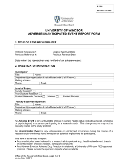 Adverse or Unanticipated Event Report Form