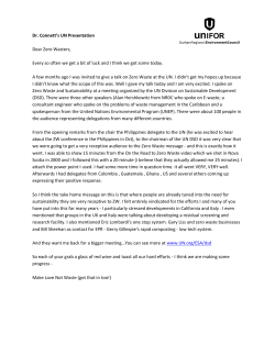 Dr. Connett`s UN Presentation Dear Zero Wasters, Every so often we