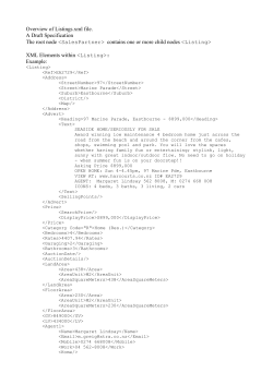 Overview of Listings.xml file. A Draft Specification The root node