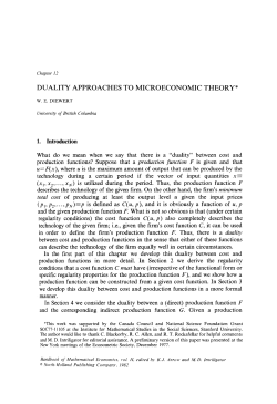 DUALITY APPROACHES TO MICROECONOMIC THEORY* 1
