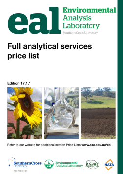 Full analytical services price list