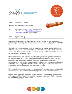 CoreNet Global Workplace Community Action Memo, Volume 1