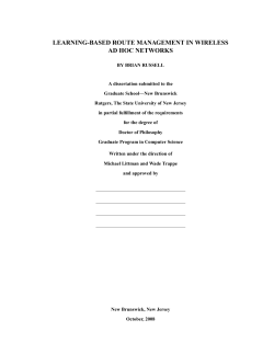 learning-based route management in wireless ad hoc networks