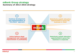 mBank Group strategy Continue development and implementation