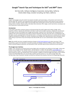 Google&reg; Search Tips and Techniques for SAS&reg; and JMP&reg; Users