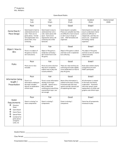 7th Grade Game Board Rubric