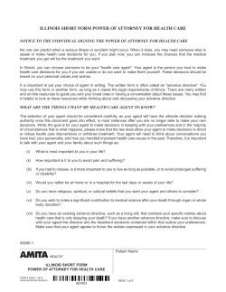 Power Of Attorney for Health Care Short Form