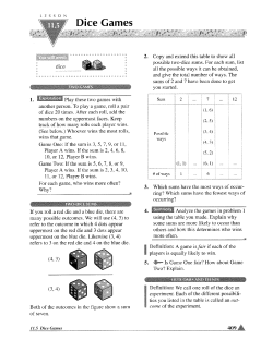 Dice Games - Math Education Page